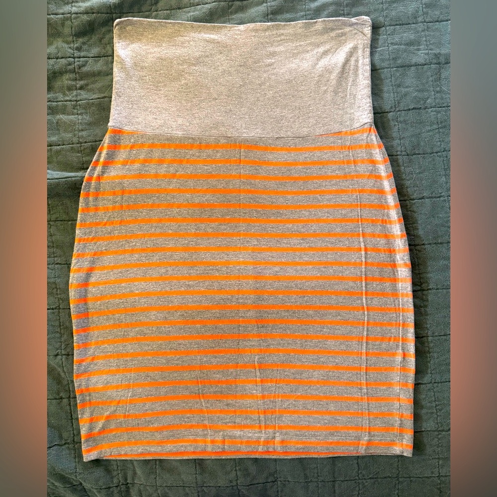 GAP Casual Coral Striped Fold-over Pencil Skirt